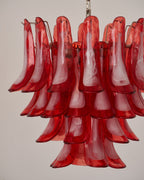 Aurora Chandelier Crimson Murano Glass Petals Layered Vintage