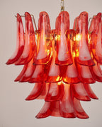 Aurora Chandelier Crimson Murano Glass Petals Layered Vintage