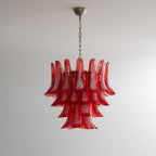 Aurora Chandelier Crimson Murano Glass Petals Layered Vintage