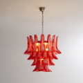 Aurora Chandelier Crimson Murano Glass Petals Layered Vintage