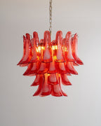 Aurora Chandelier Crimson Murano Glass Petals Layered Vintage
