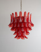 Aurora Chandelier Crimson Murano Glass Petals Layered Vintage