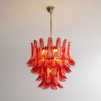 Aurora Chandelier Crimson Murano Glass Petals Layered Vintage