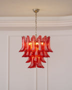 Aurora Chandelier Crimson Murano Glass Petals Layered Vintage