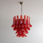 Aurora Chandelier Crimson Murano Glass Petals Layered Vintage