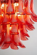 Aurora Chandelier Crimson Murano Glass Petals Layered Vintage
