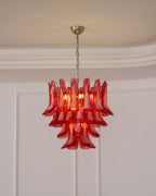 Aurora Chandelier Crimson Murano Glass Petals Layered Vintage