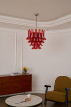 Aurora Chandelier Crimson Murano Glass Petals Layered Vintage