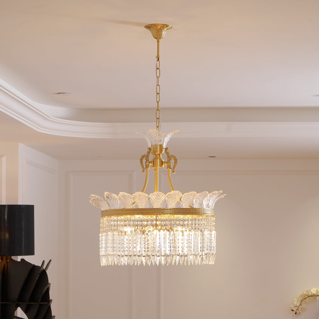 Xelra Chandelier Brass & Crystal