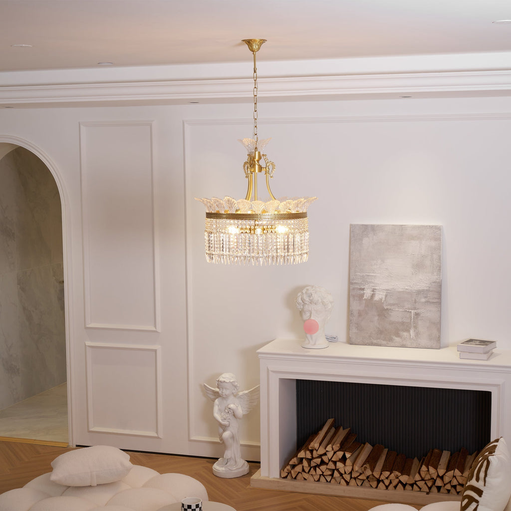 Xelra Chandelier Brass & Crystal