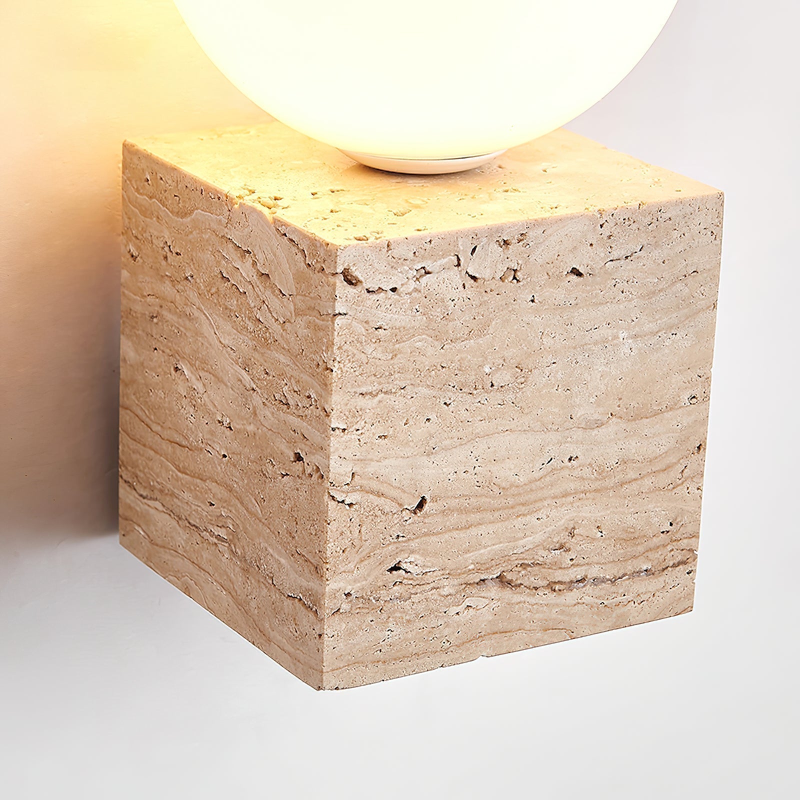 Eurlaean Cube-Base Travertine Wall Light