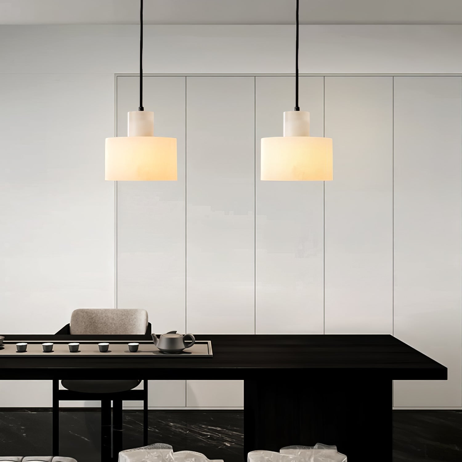 Alabaster  Pendant Lgiht Dual Cylindrical