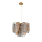 Lustra Murano Chandelier Glass Tube Layered Amber