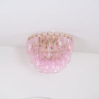 Aurora Ceiling Lamp Poliedri Pink Murano Glass Layered Flush Mount