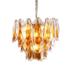 Aurora Chandelier Amber Leaf Glass Layered Organic Warmth
