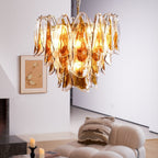 Aurora Chandelier Amber Leaf Glass Layered Organic Warmth