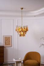 Aurora Chandelier Amber Leaf Glass Layered Organic Warmth