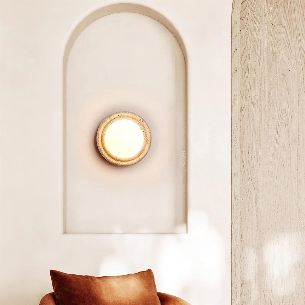 Dahlia Round Wall Lamp Travertine