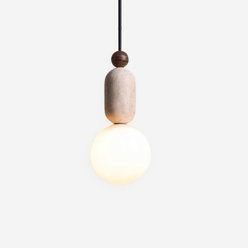 Gavon Glass & Travertine Pendant Lamp