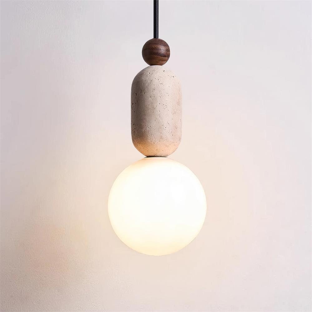 Gavon Glass & Travertine Pendant Lamp