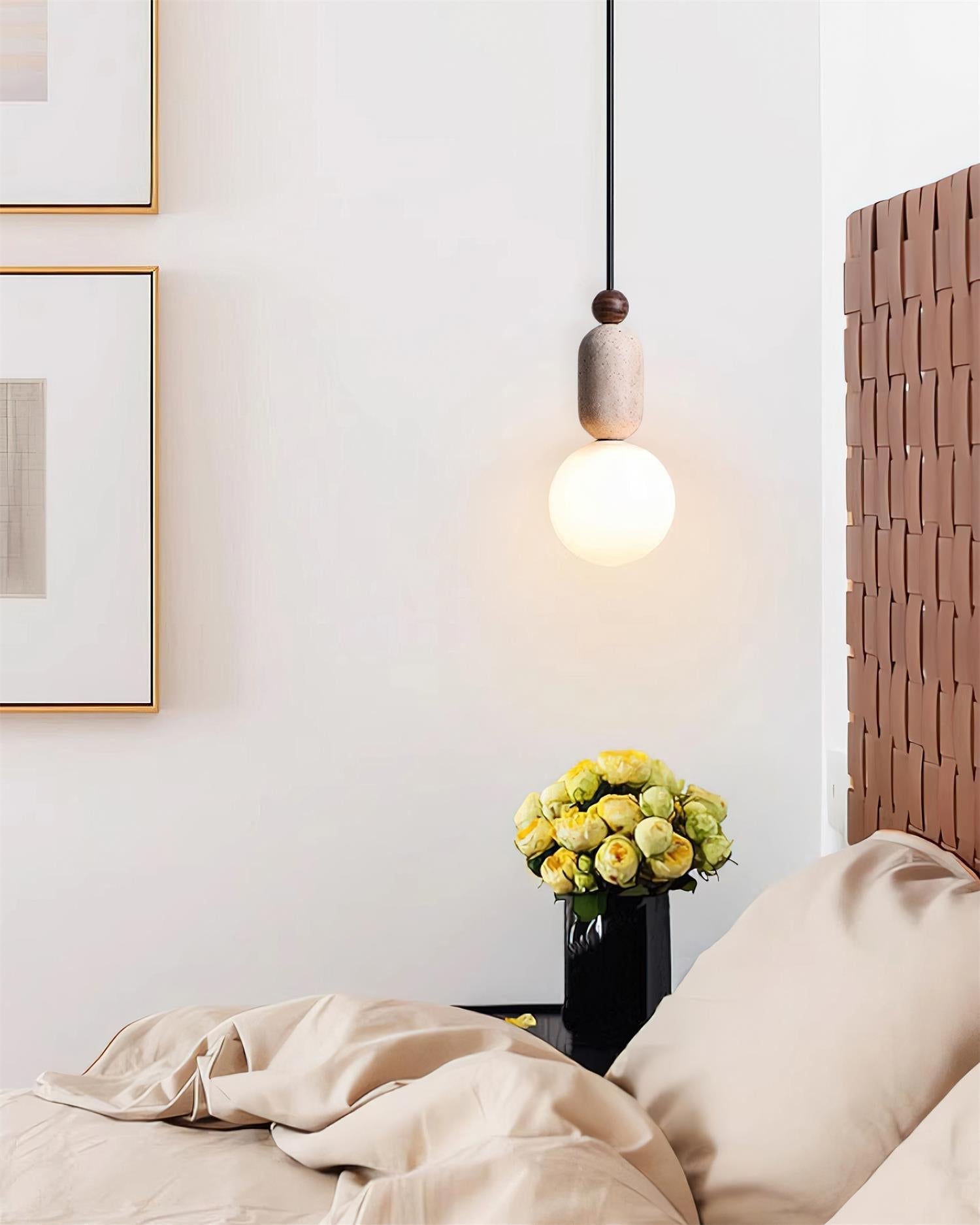 Gavon Glass & Travertine Pendant Lamp