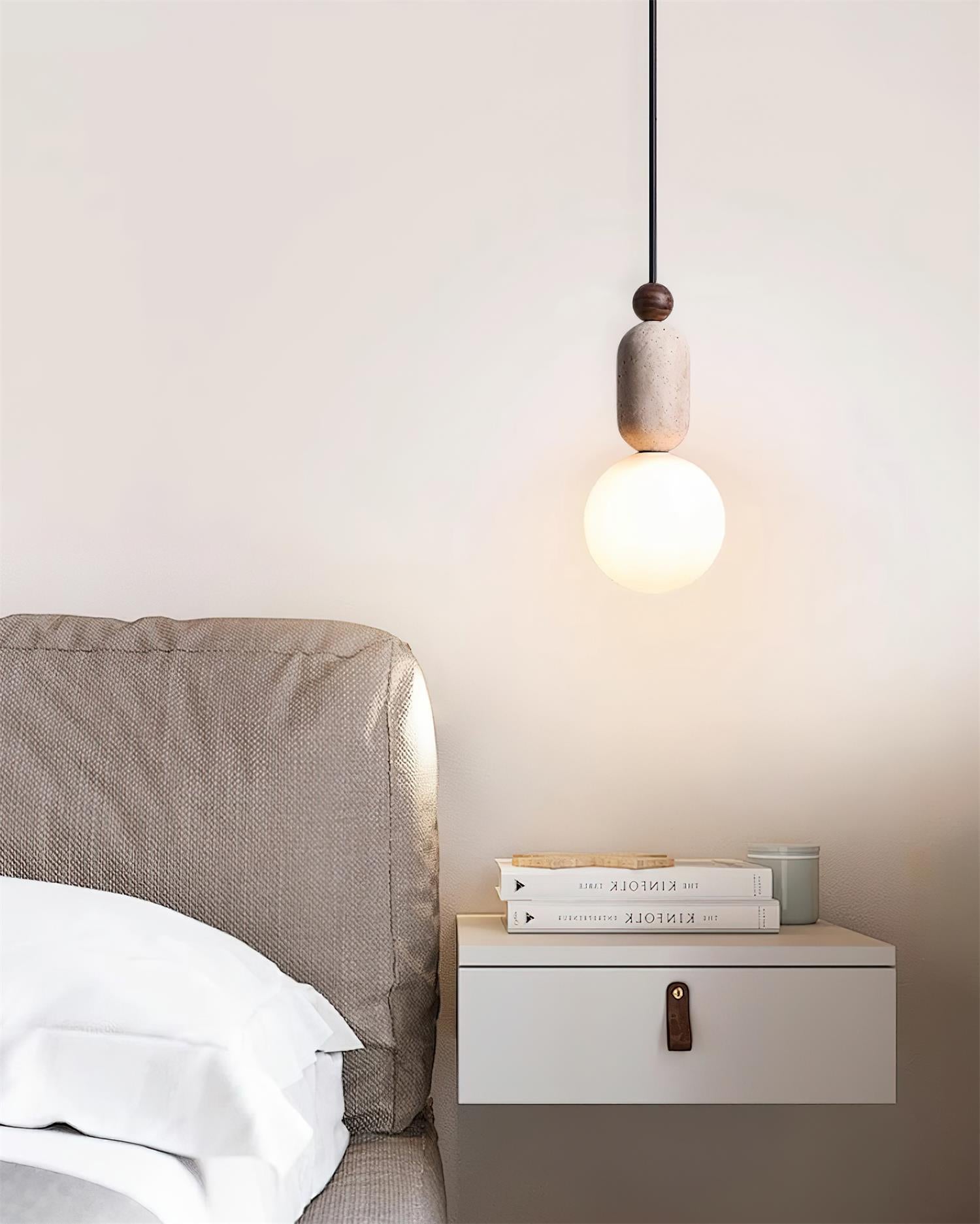 Gavon Glass & Travertine Pendant Lamp