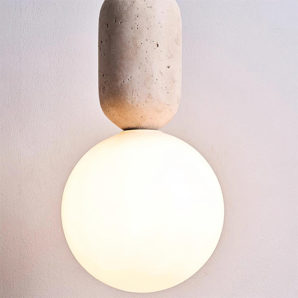 Gavon Glass & Travertine Pendant Lamp