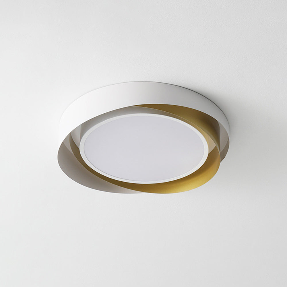 Arisha Modern Geometric Metal/ Flush Mount Ceiling Light, White/Gold