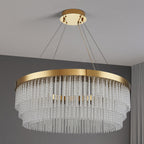 Kristy Modern Spiral Crystal Ring /Rectangle Chandelier, Gold