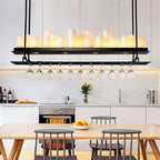 Austin Candle Black Chandeliers for Kitchen Island, Wine Glass Holder