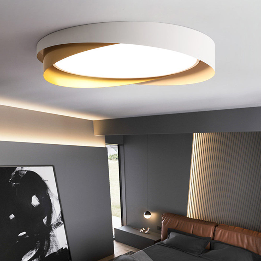 Arisha Modern Geometric Metal/ Flush Mount Ceiling Light, White/Gold