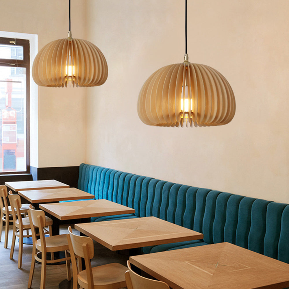 Muto Pumpkin Pendant Light, Wood