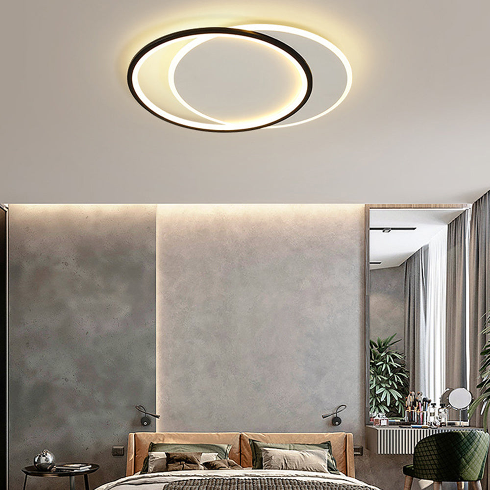 Arisha Modern Square/ Round Flush Mount Ceiling Light, Black with White