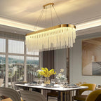 Kristy Modern Spiral Crystal Ring /Rectangle Chandelier, Gold