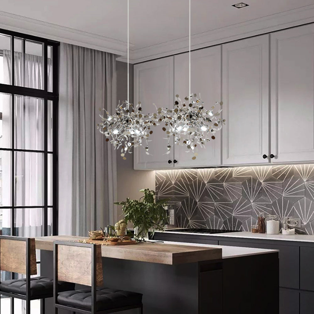 Olivia Artsy Classy Cluster Fireworks Pendant Light, Stainless steel