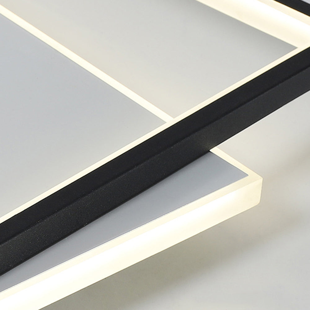 Arisha Modern Square/ Round Flush Mount Ceiling Light, Black with White