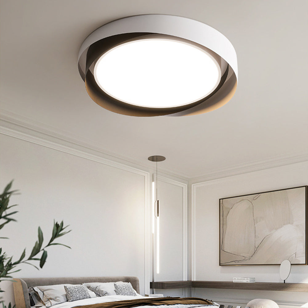 Arisha Modern Geometric Metal/ Flush Mount Ceiling Light, White/Gold