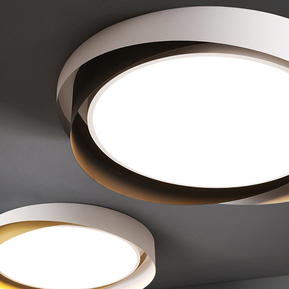 Arisha Modern Geometric Metal/ Flush Mount Ceiling Light, White/Gold