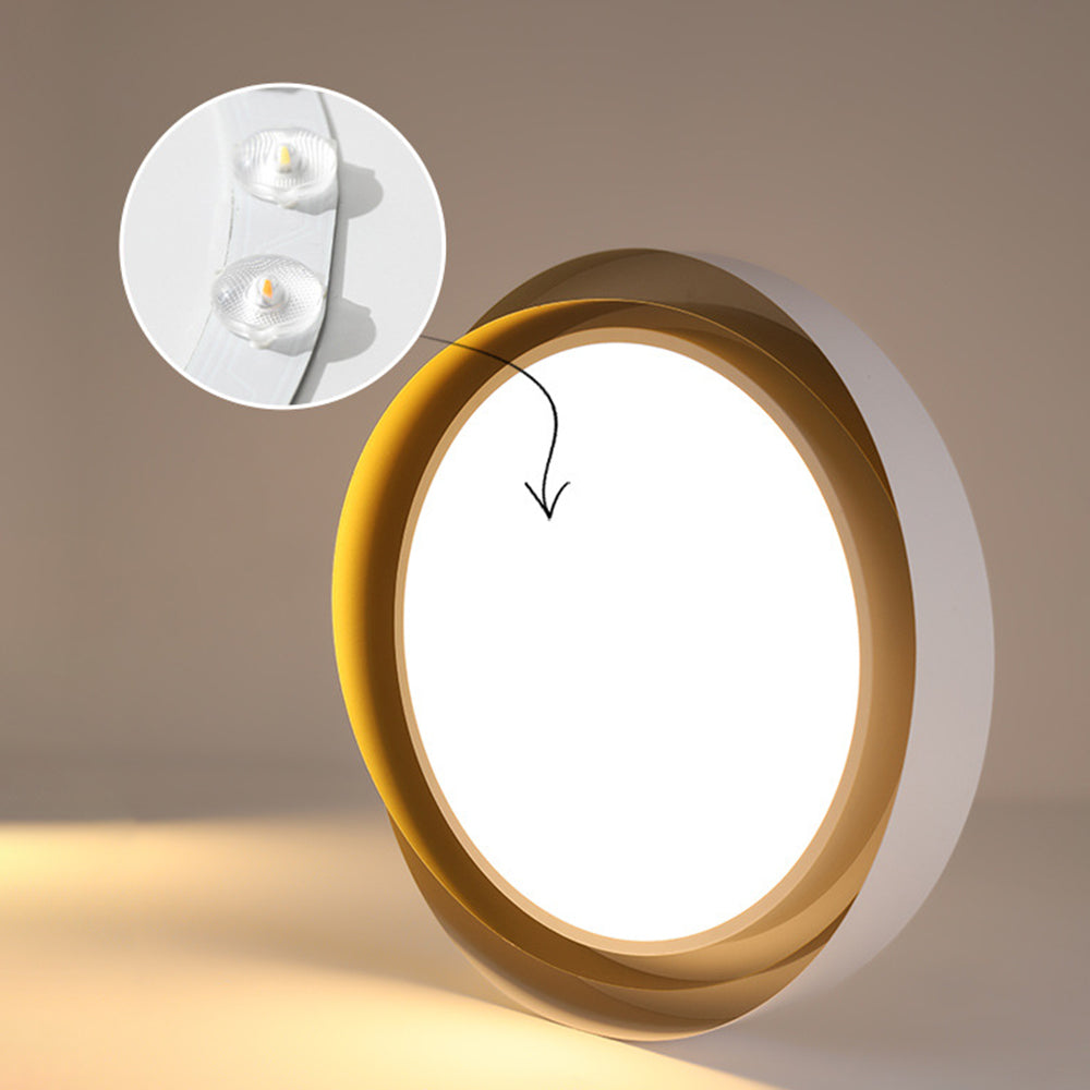 Arisha Modern Geometric Metal/ Flush Mount Ceiling Light, White/Gold