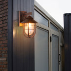 Ray Vintage Lantern Shaped Metal Outdoor Wall Lamp, Black
