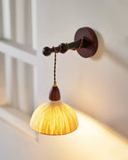 Wall Lamp Rice Paper Shade Wood Arm