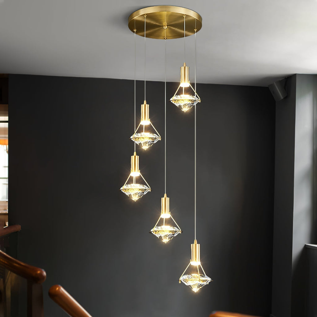 Elysianire Brass & Crystal Elegant Pendant Lamp