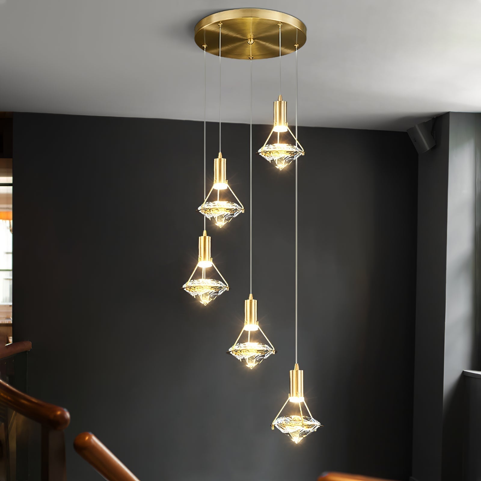 Elysianire Brass & Crystal Elegant Pendant Lamp