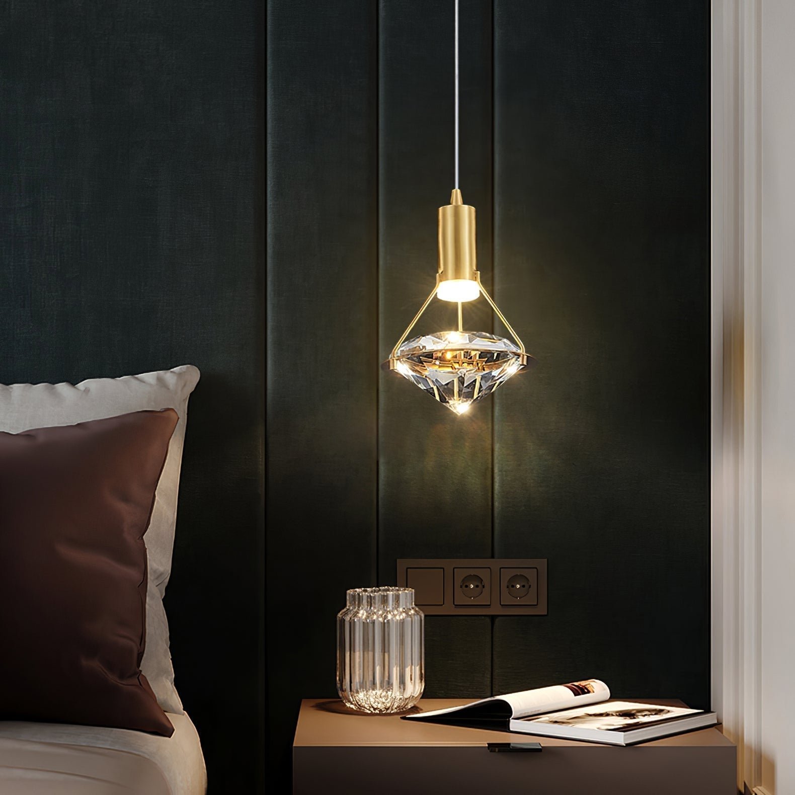 Elysianire Brass & Crystal Elegant Pendant Lamp