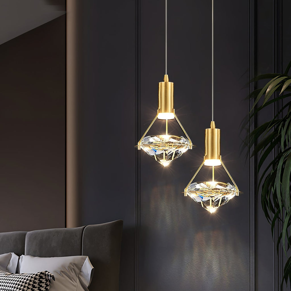 Elysianire Brass & Crystal Elegant Pendant Lamp