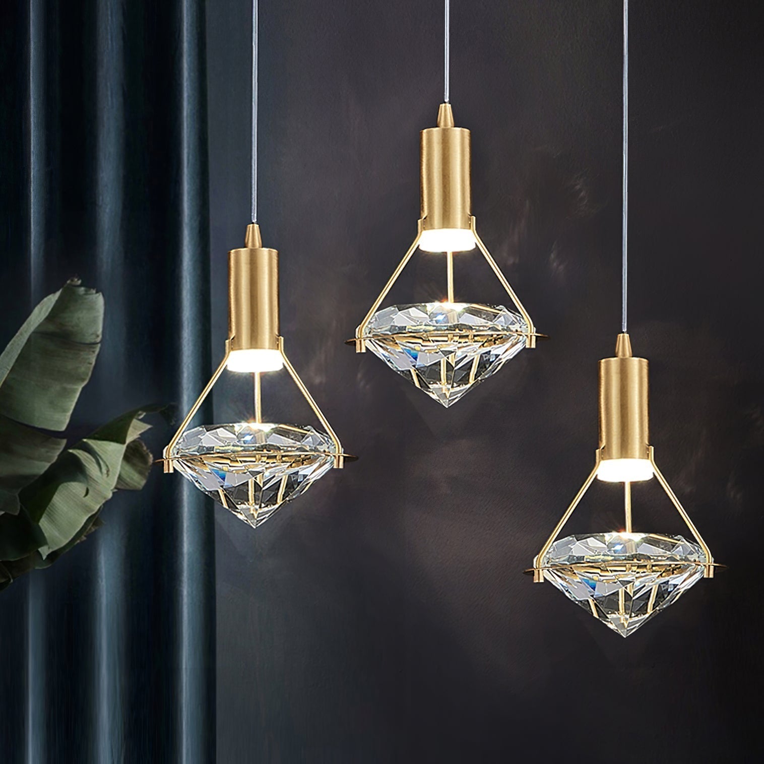 Elysianire Brass & Crystal Elegant Pendant Lamp