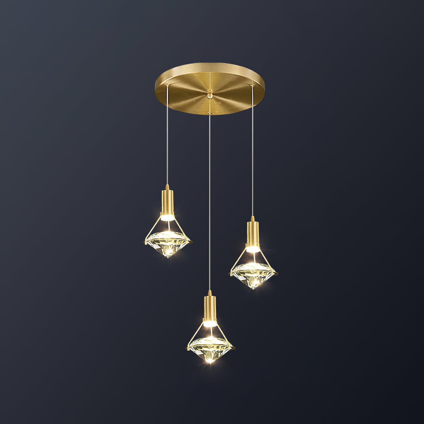 Elysianire Brass & Crystal Elegant Pendant Lamp