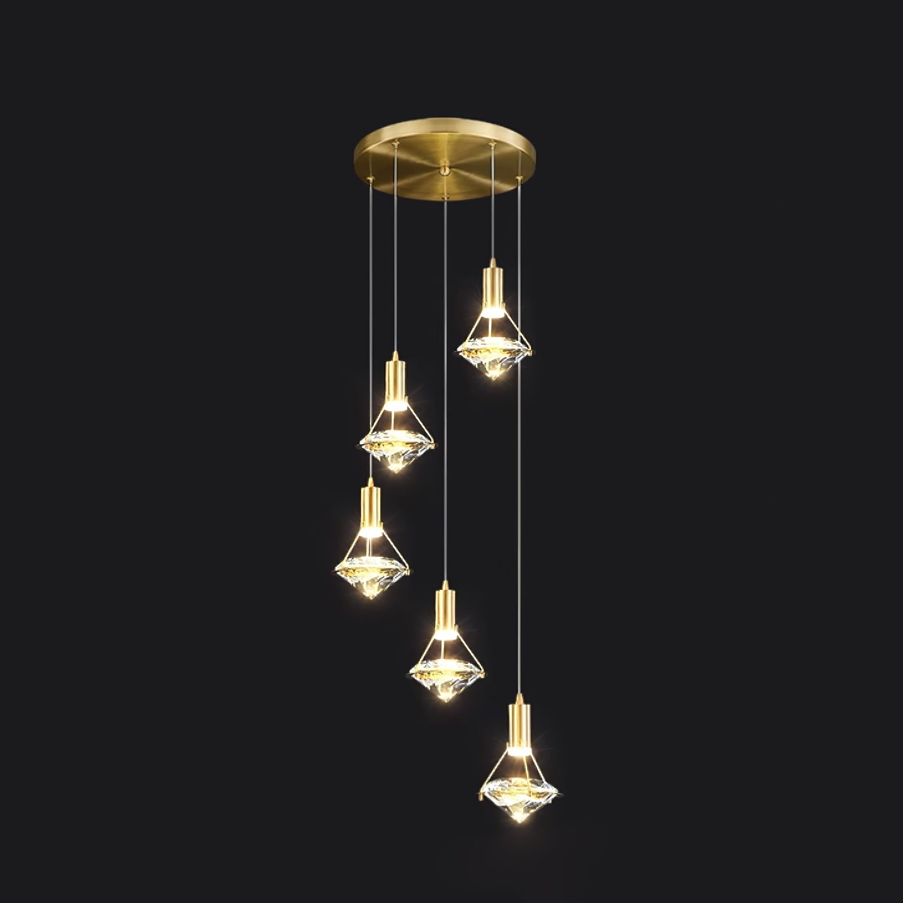 Elysianire Brass & Crystal Elegant Pendant Lamp