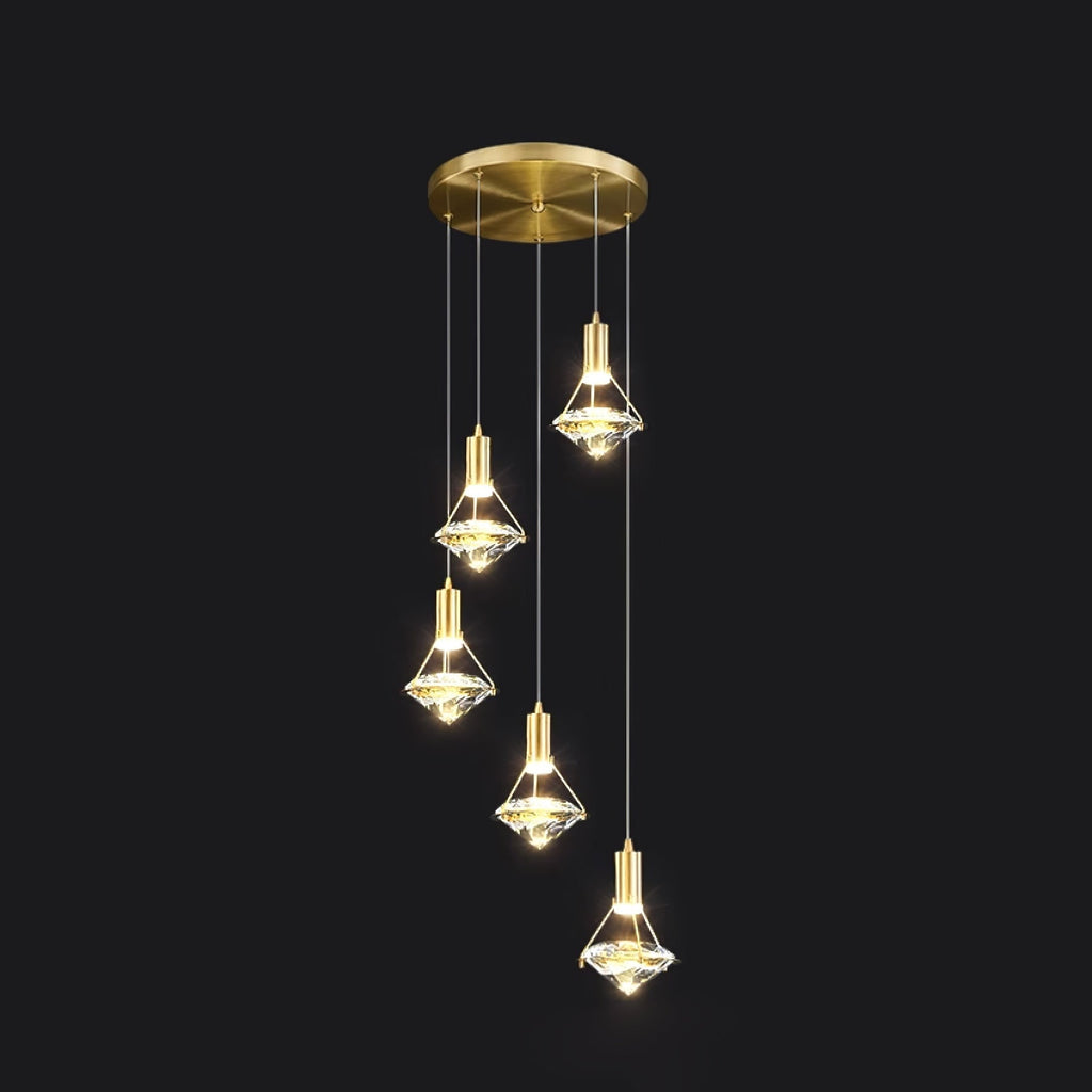 Elysianire Brass & Crystal Elegant Pendant Lamp