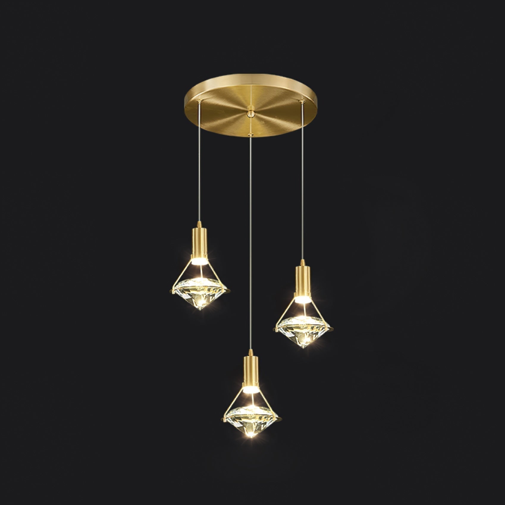 Elysianire Brass & Crystal Elegant Pendant Lamp